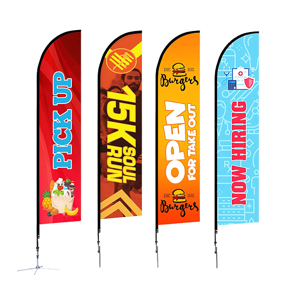 Wholesale promotional advertising feather flag with logo