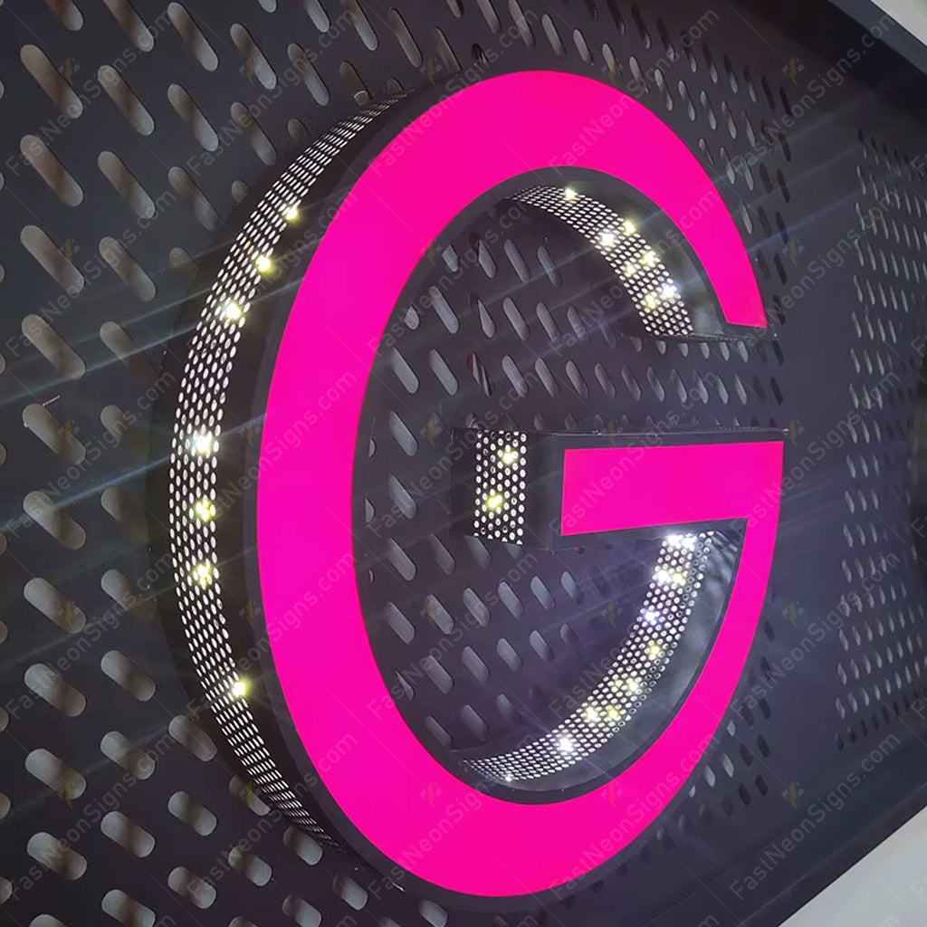 Custom 3D Punching Channel Letters Signs – Colorful LED Metal Letters with Side Lighting
