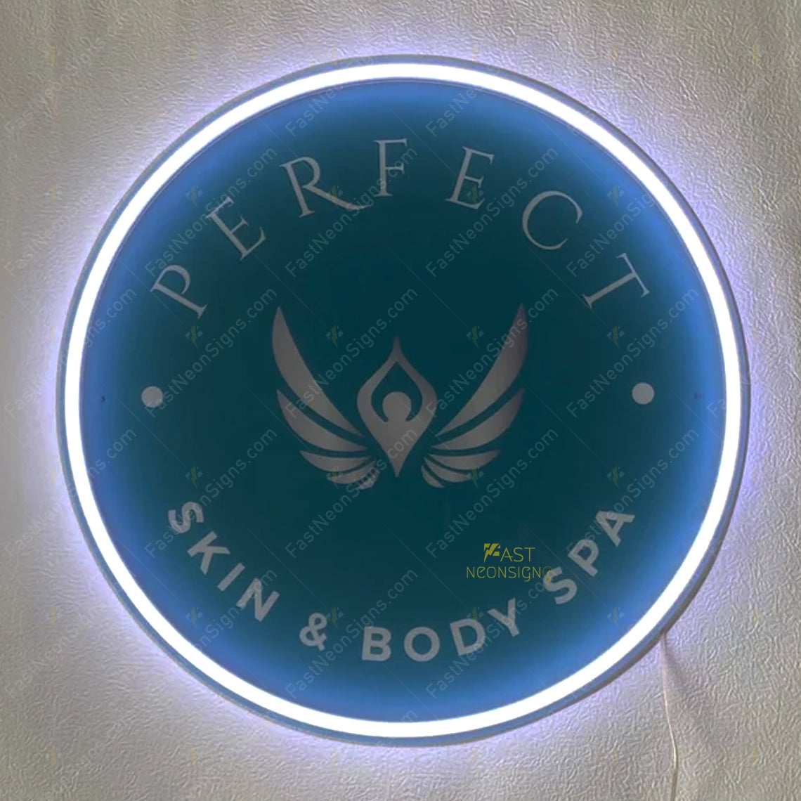 Custom Acrylic Frontlit Sign with UV Printed Logo & Neon LED Border For Business