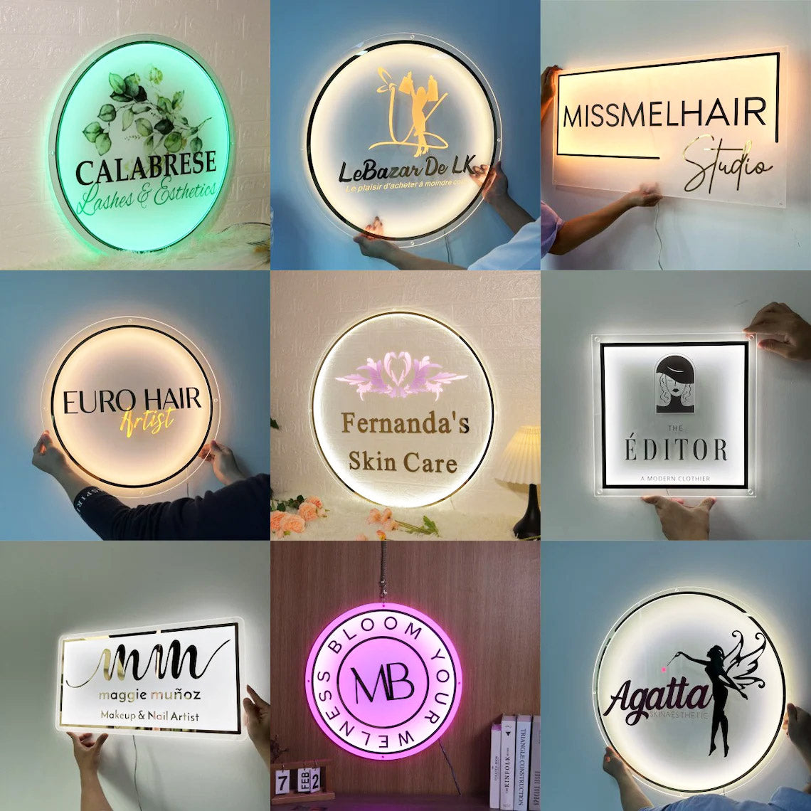 Custom Acrylic Backlit Signs - White Board Acrylic Sign Mirror Gold Logo For Business