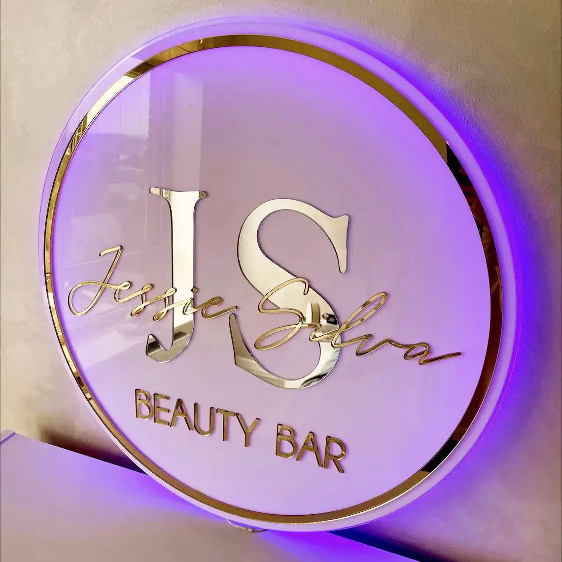 Custom Acrylic Backlit Signs - White Board Acrylic Sign Mirror Gold Logo For Business