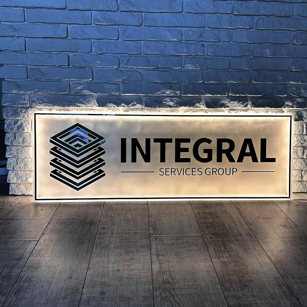 Custom Acrylic Backlit Signs - Rectangle Acrylic Sign with Metal Patch For Store Front, Beauty Shop, Office