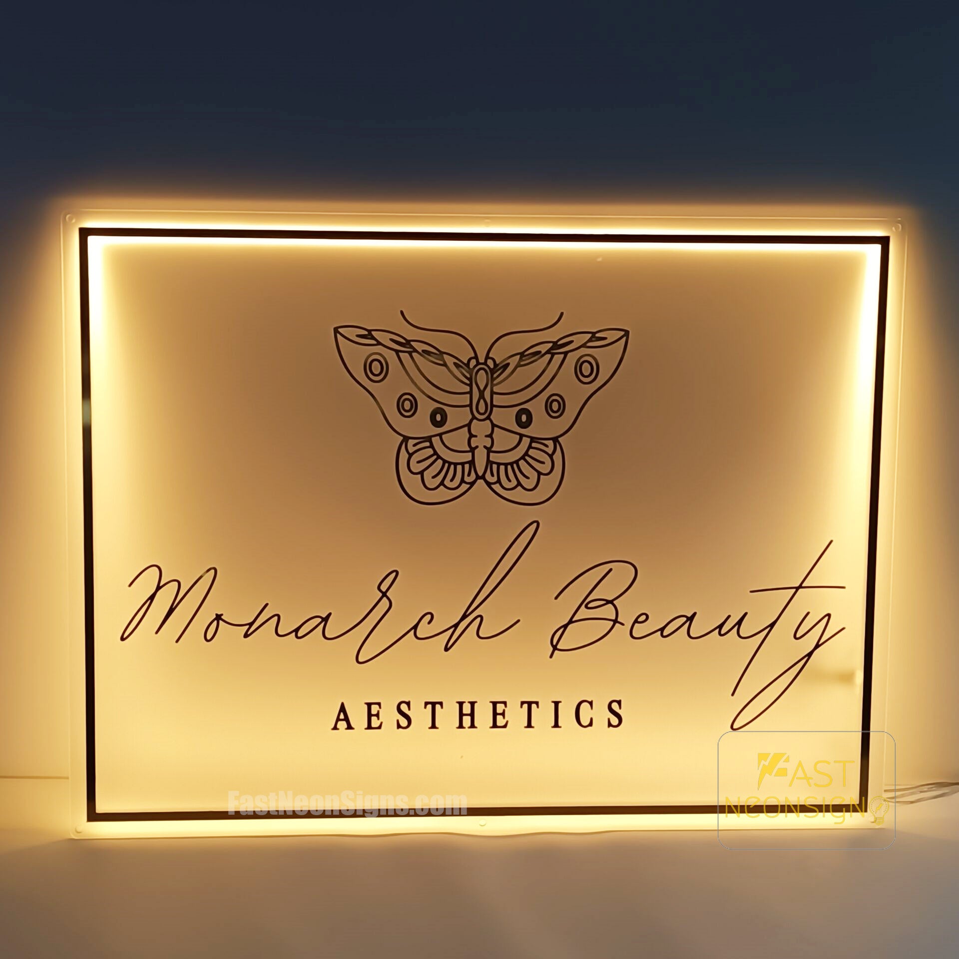 Custom Acrylic Backlit Signs - White Board Acrylic Sign Mirror Gold Logo For Business