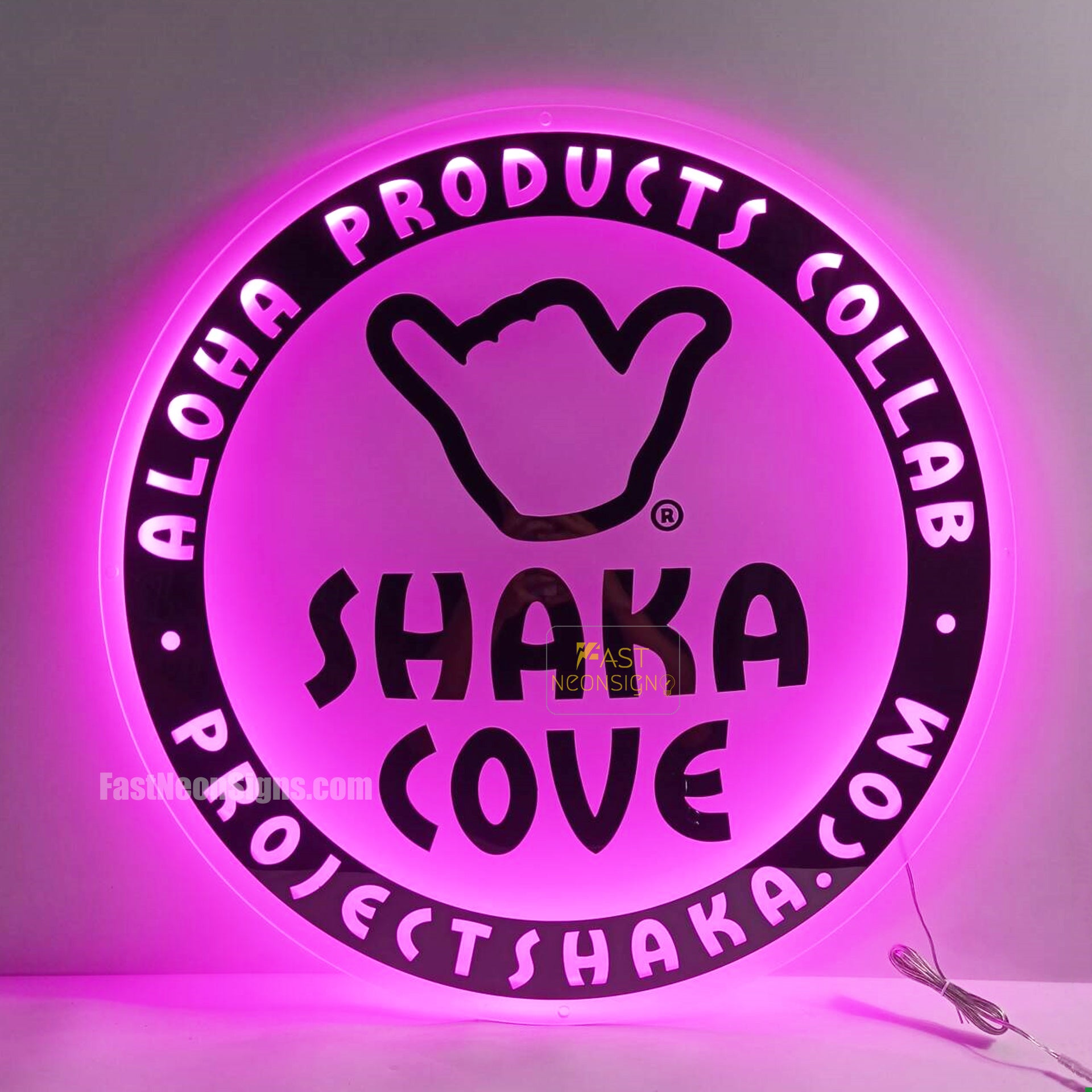 Custom Acrylic Backlit Signs - Frosted Acrylic Business Logo with Gold Mirror Lettering