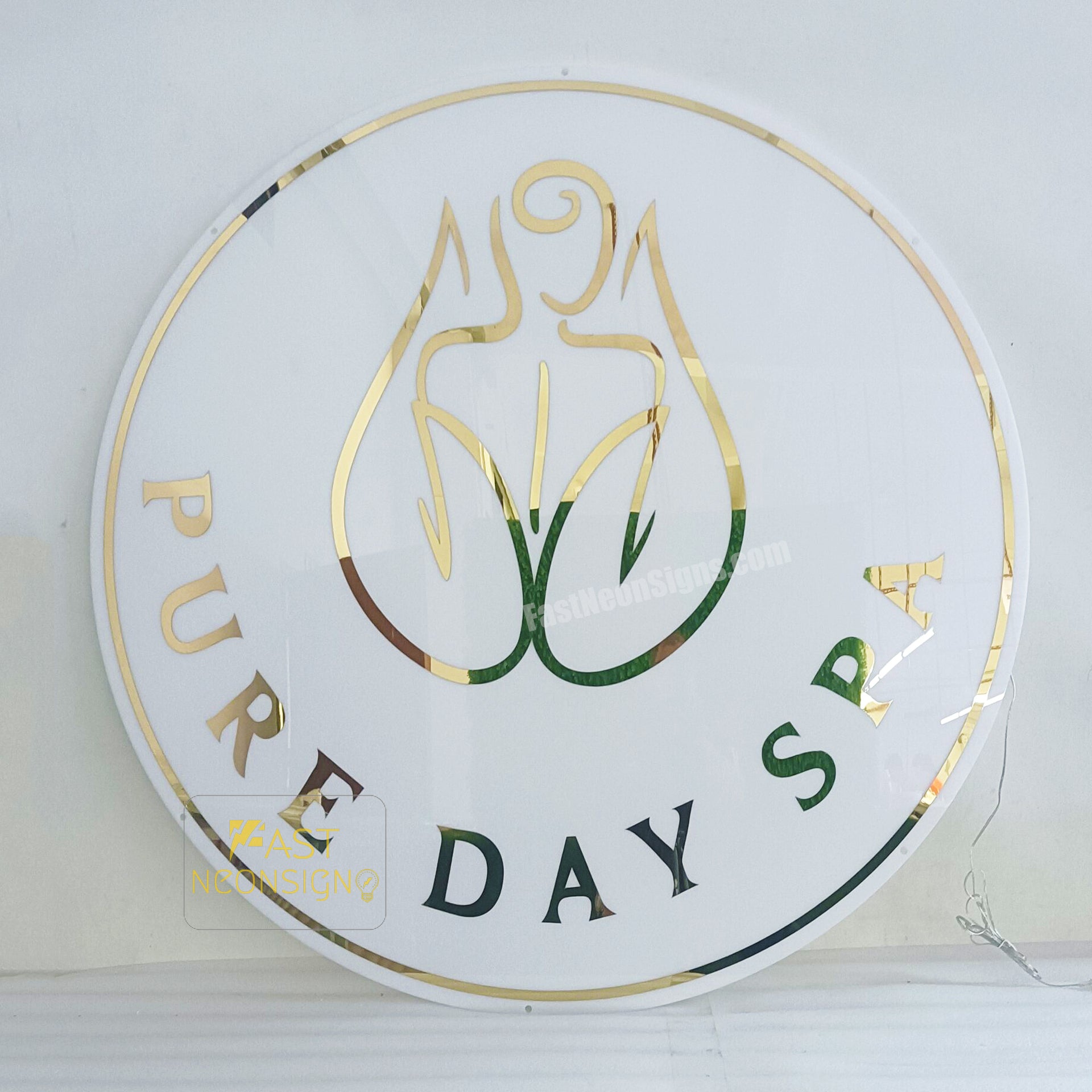 Custom Acrylic Backlit Signs - White Board Acrylic Sign Mirror Gold Logo For Business