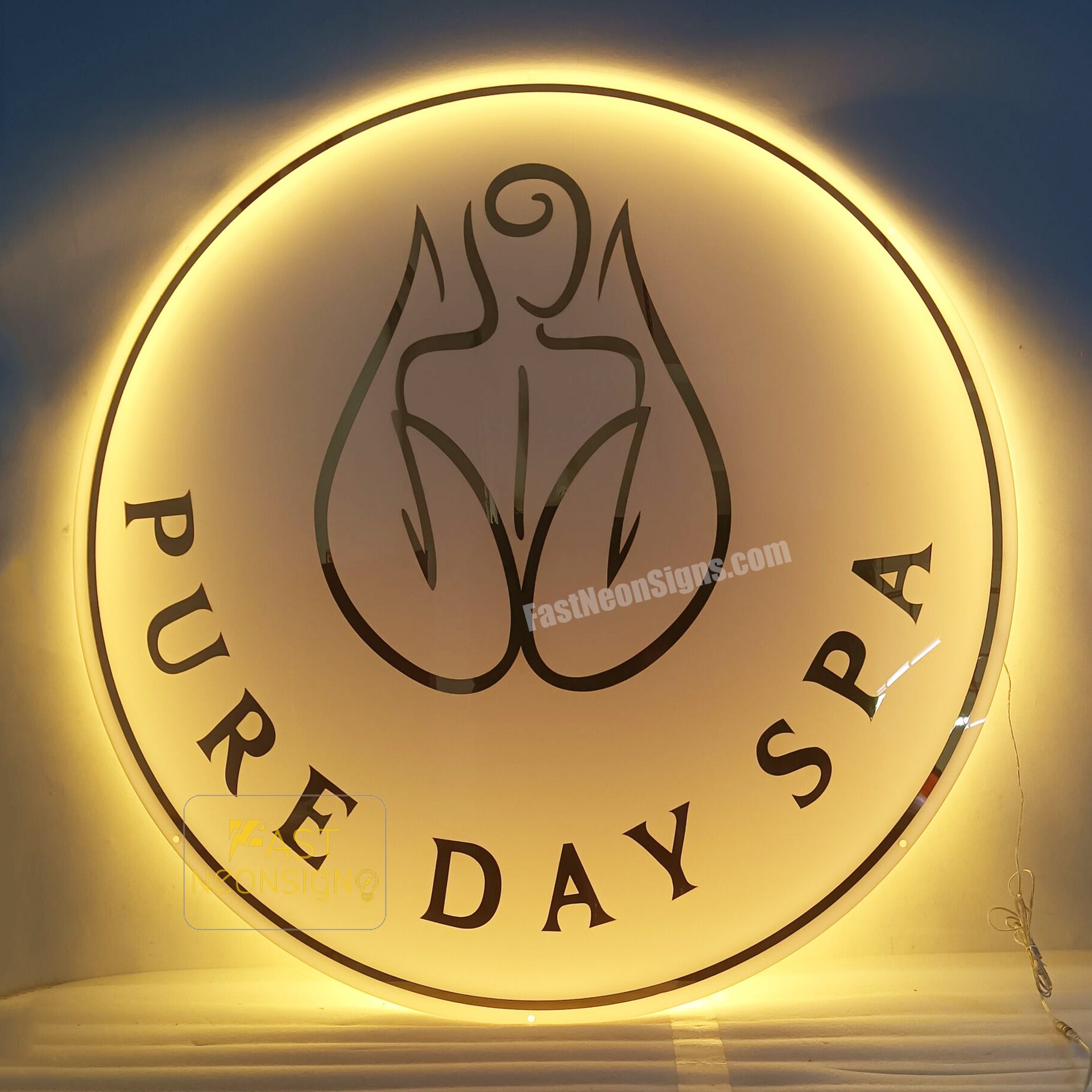 Custom Acrylic Backlit Signs - White Board Acrylic Sign Mirror Gold Logo For Business