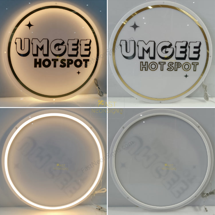 Custom Acrylic Backlit Signs - White Board Acrylic Sign Mirror Gold Logo For Business