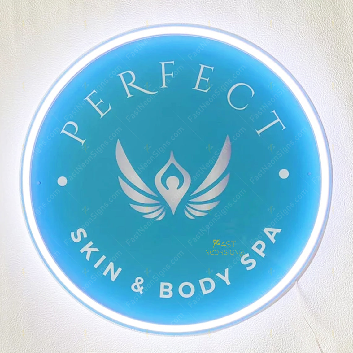 Custom Acrylic Frontlit Sign with UV Printed Logo & Neon LED Border For Business