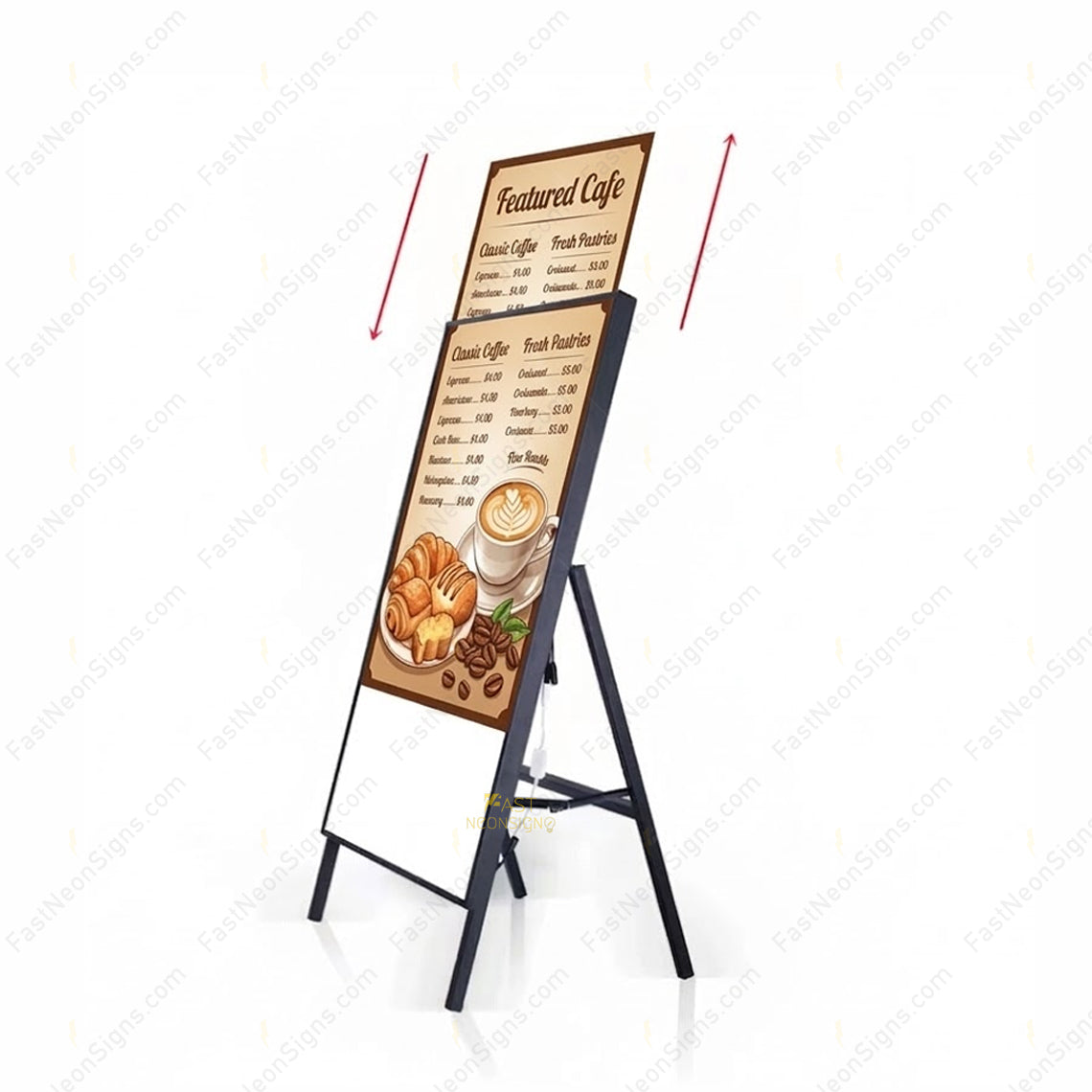 Custom A-Frame LED Poster Stand – Folding Sidewalk Advertising Light Sign For Restaurants, Cafés, Retail Stores