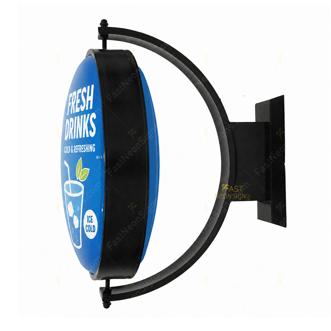 Custom 360° Rotating Round LED Light Box Sign For Business Storefront -Outdoor Double Sided Waterproof LED Box