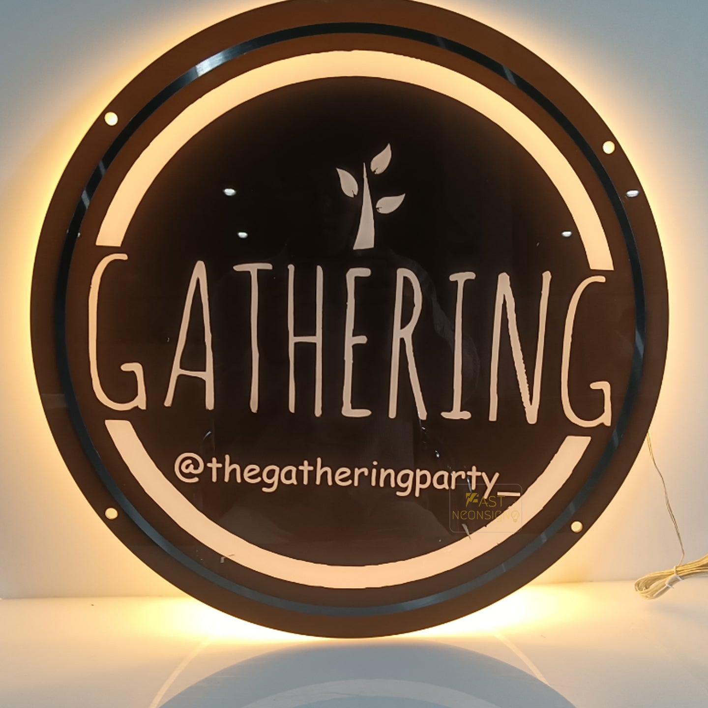 Custom Acrylic Backlit Signs - Gold Logo Black Acrylic Sign For Business Event