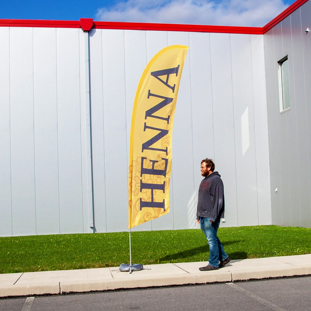 Custom Business Advertising Flags - Feather Flag with Easy to Assemble Pole Set and a Ground Stake