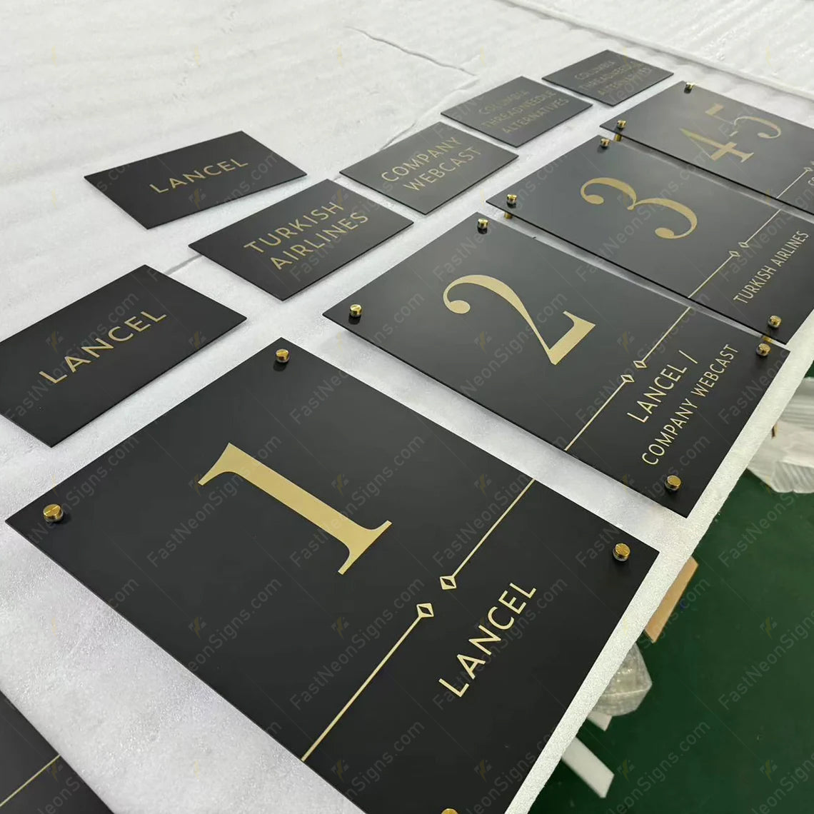 Custom Acrylic Directory Sign with Metal Nameplates | Personalized Building Floor Sign | Office Directory Board with 3D Gold Letters