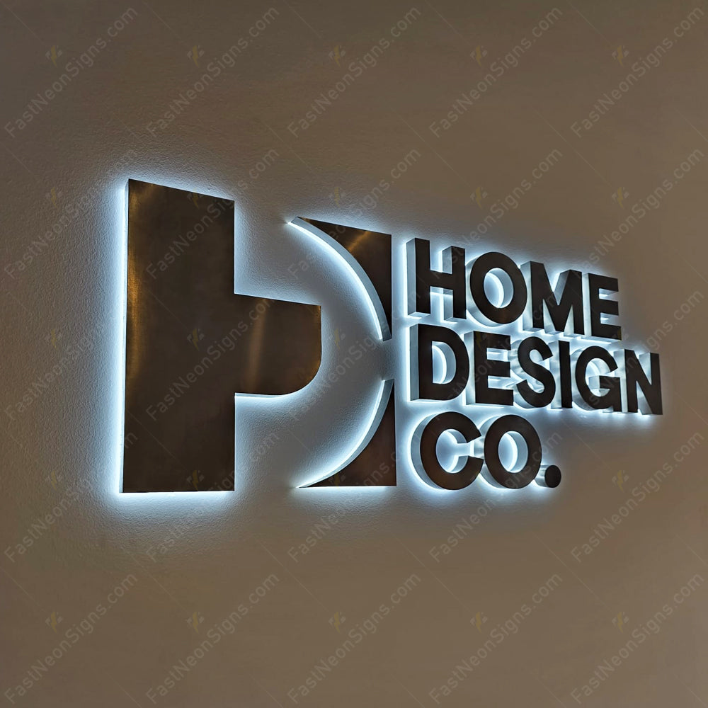 Custom 3D Metal Backlit Sign, Mirror Gold Metal Letter LED Signage For Dental Clinic, Counter-Storefront