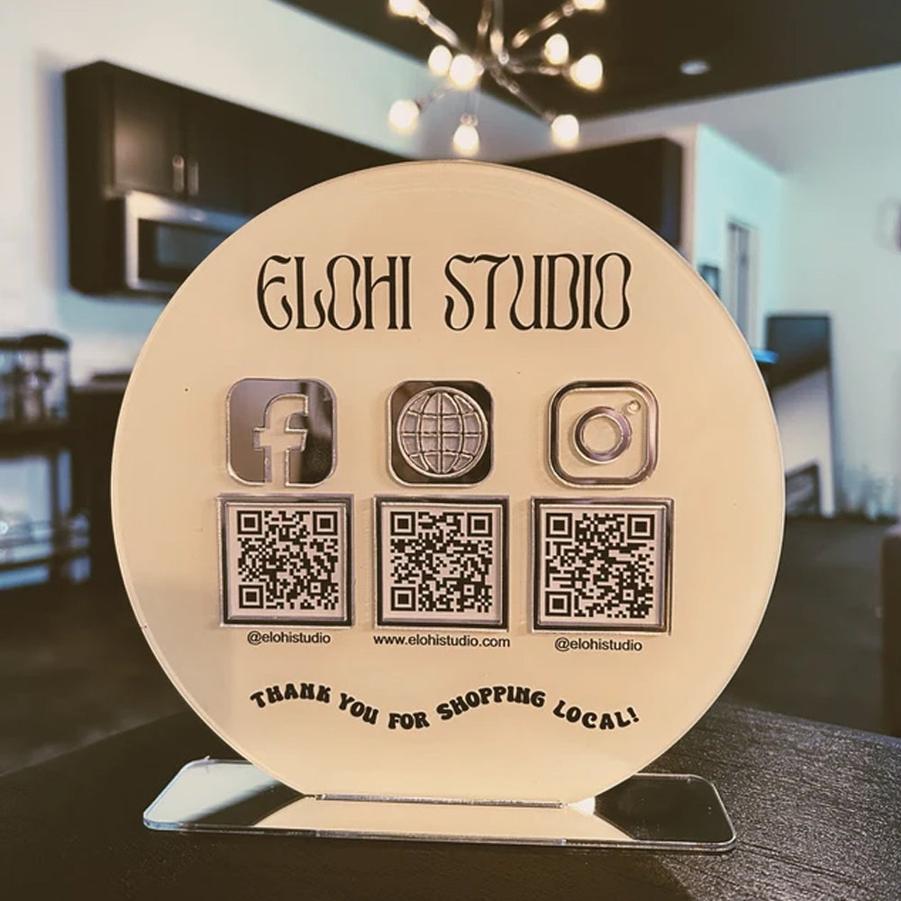 Custom QR Code Sign - Personalized Payment Business Sign With Social Media QR Code Multi Payment Code