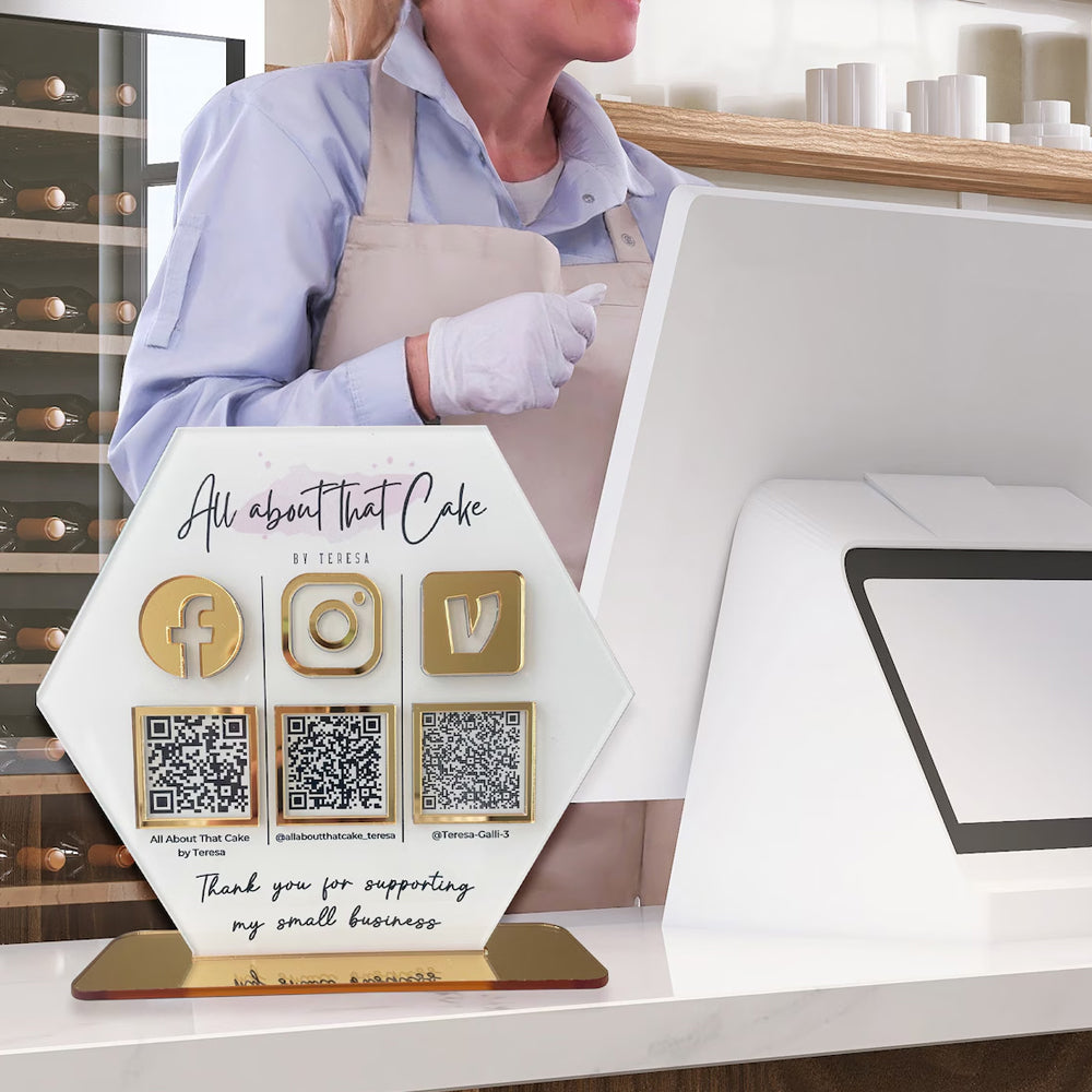 Custom QR Code Sign - Personalized Payment Business Sign With Social Media QR Code Multi Payment Code