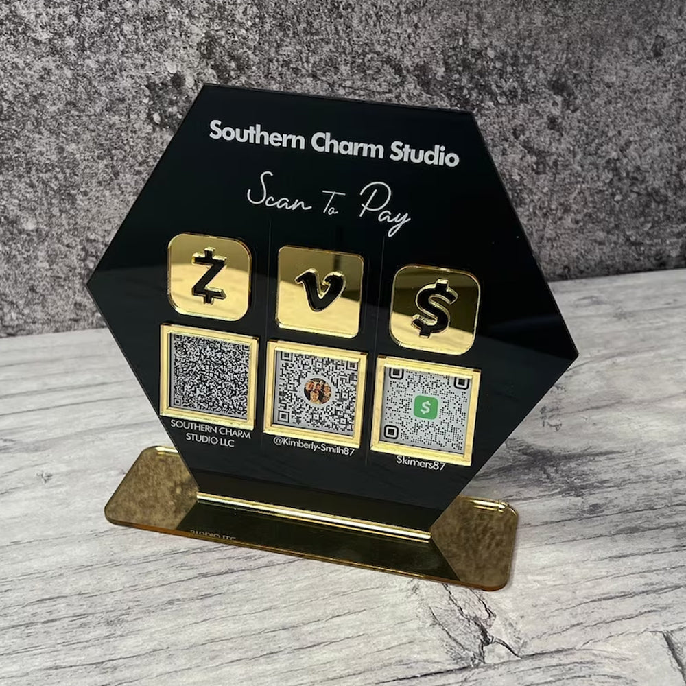 Custom QR Code Sign - Personalized Payment Business Sign With Social Media QR Code Multi Payment Code