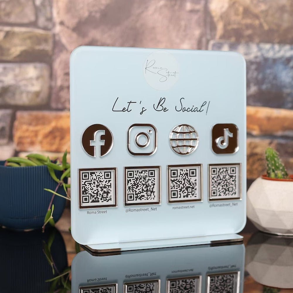 Custom QR Code Sign - Personalized Payment Business Sign With Social Media QR Code Multi Payment Code