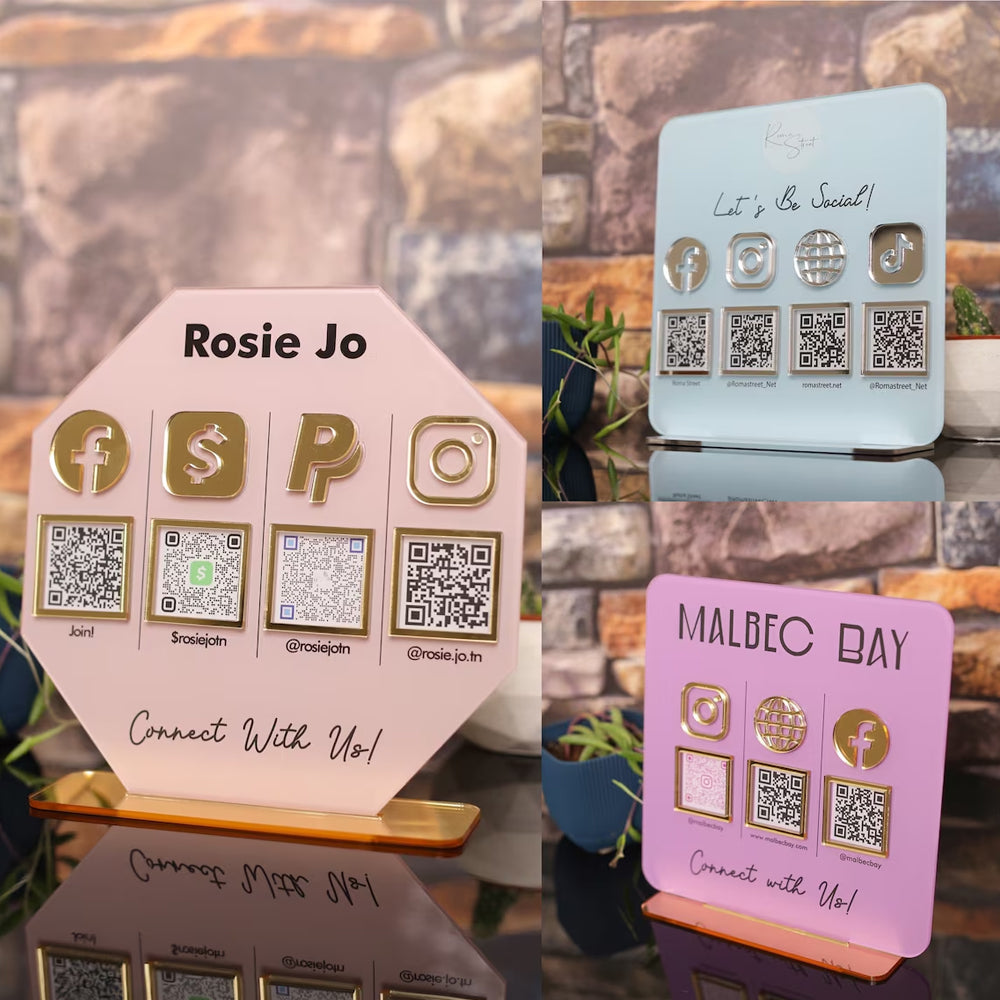 Custom Multi QR Code Sign - Personalized Payment Business Sign With Social Media QR Code