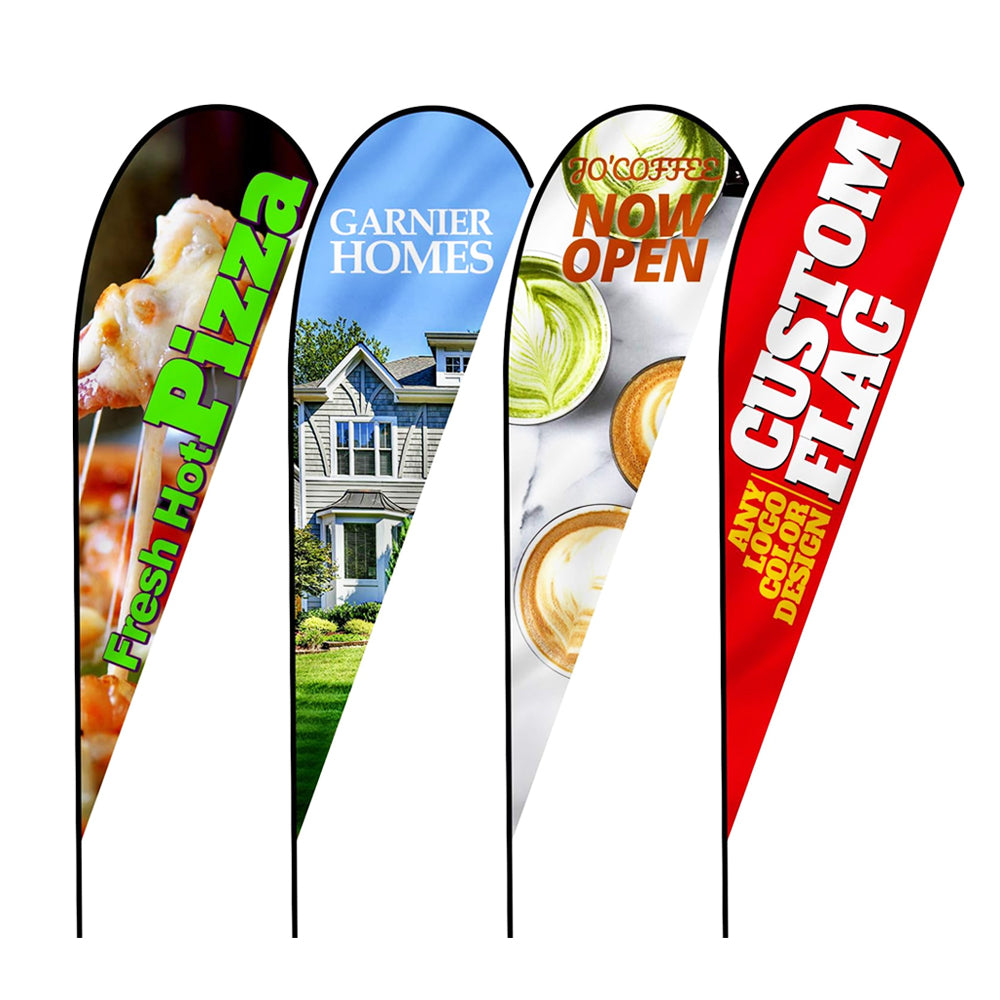 Custom Outdoor Advertising Flags - Teardrop Flag With Designed Logo