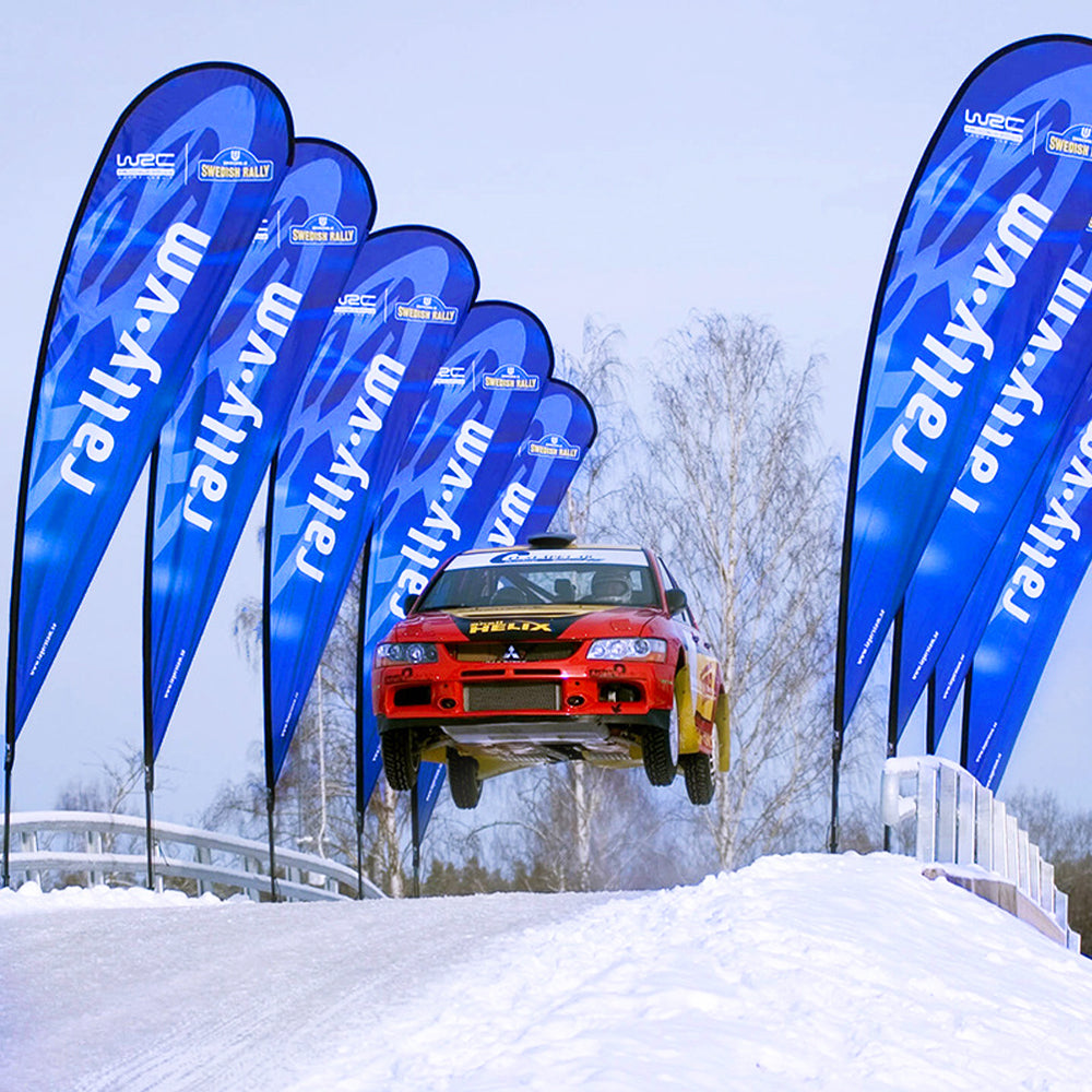 Custom Business Advertising Flags - Feather Flag with Easy to Assemble Pole Set and a Ground Stake