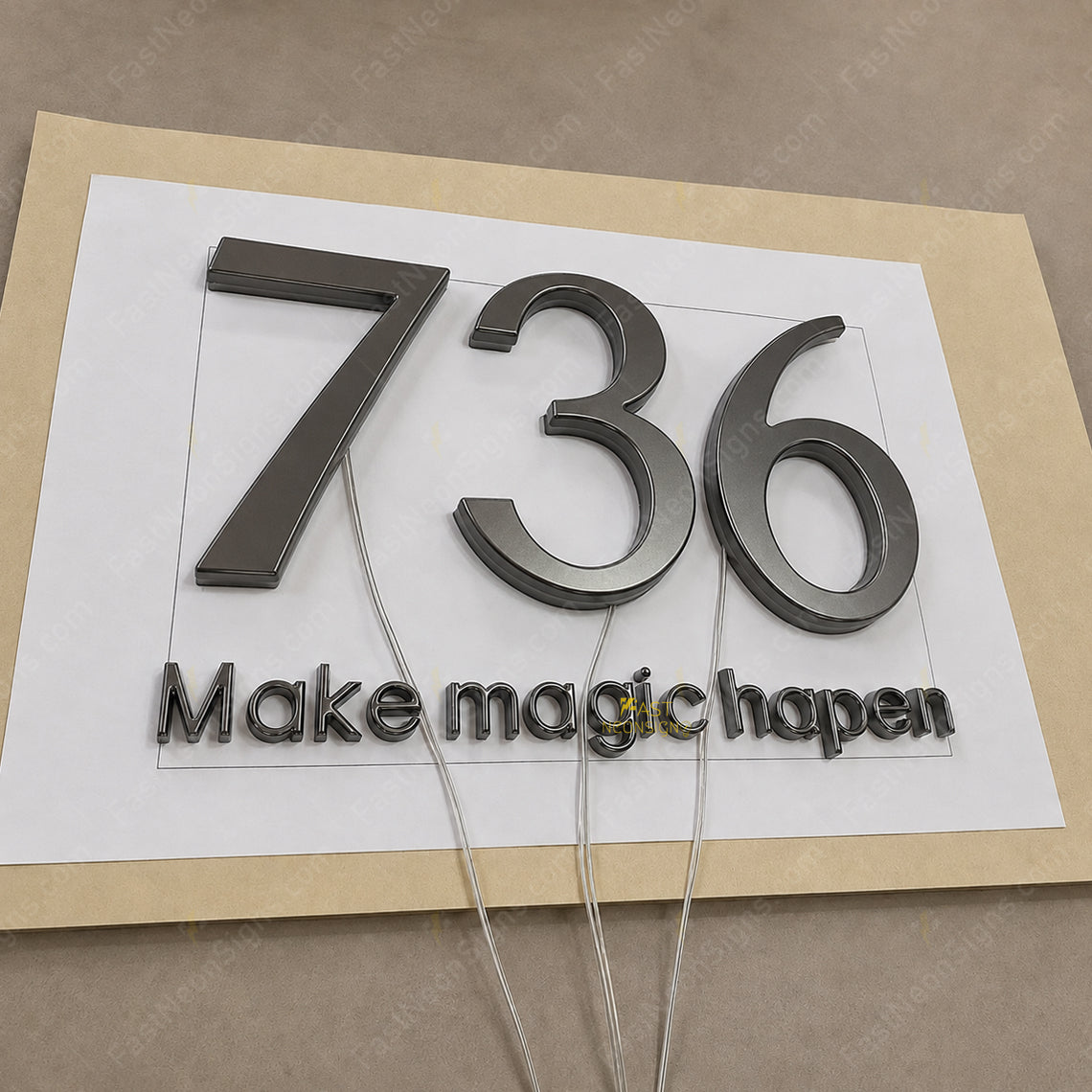 Custom 3D Domed PVC Letters Brand Sign - Electroplated Logo Sign for Reception Walls