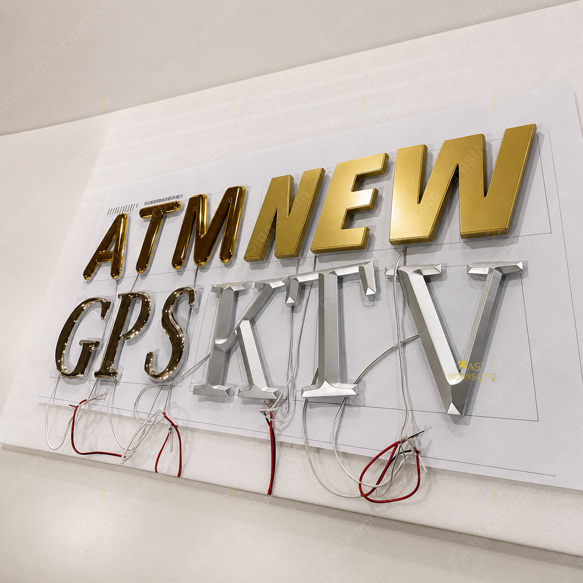 Custom 3D Domed PVC Letters Brand Sign - Electroplated Logo Sign for Reception Walls