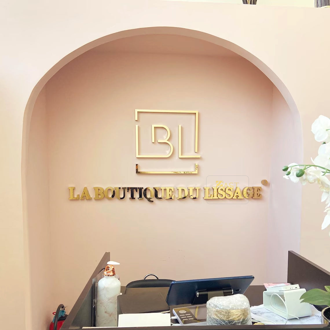 Custom 3D Metal Backlit Sign, Stainless Steel Logo Sign Rose Gold Letter For Business, Interior, Beauty Shop, Nails Salon, Storefront