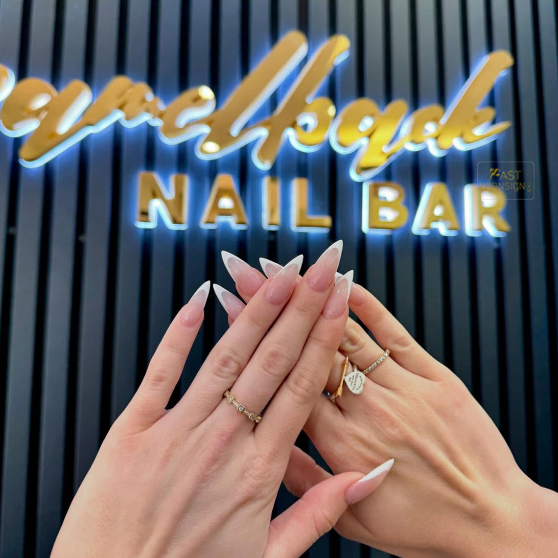 Custom 3D Metal Backlit Sign, Stainless Steel Logo Sign Rose Gold Letter For Business, Interior, Beauty Shop, Nails Salon, Storefront