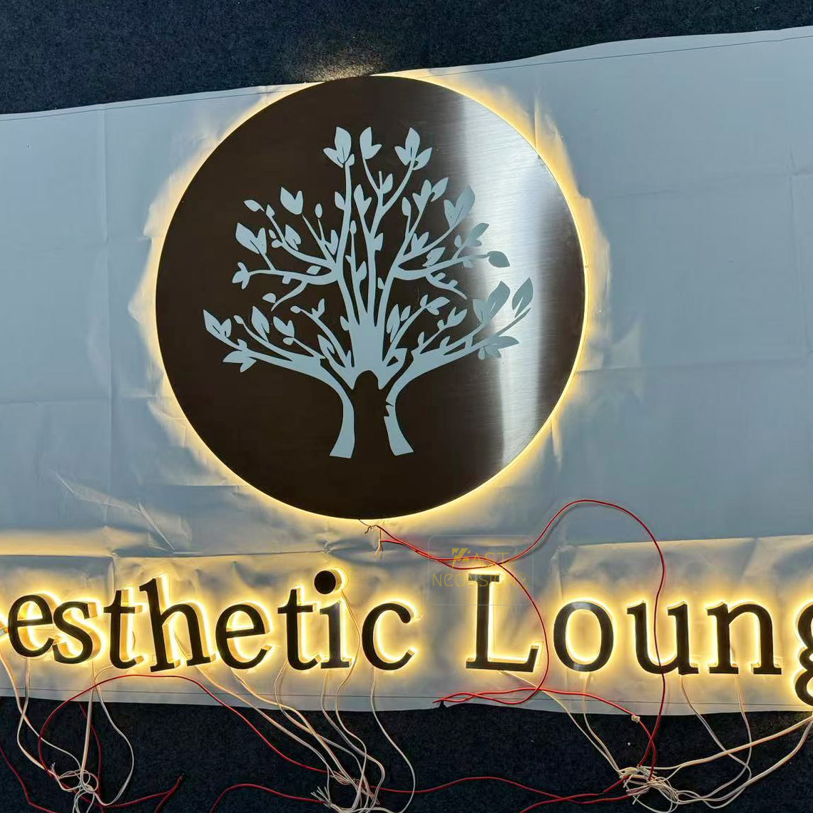 Custom 3D Metal Backlit Sign, Stainless Steel Logo Sign Rose Gold Letter For Business, Interior, Beauty Shop, Nails Salon, Storefront