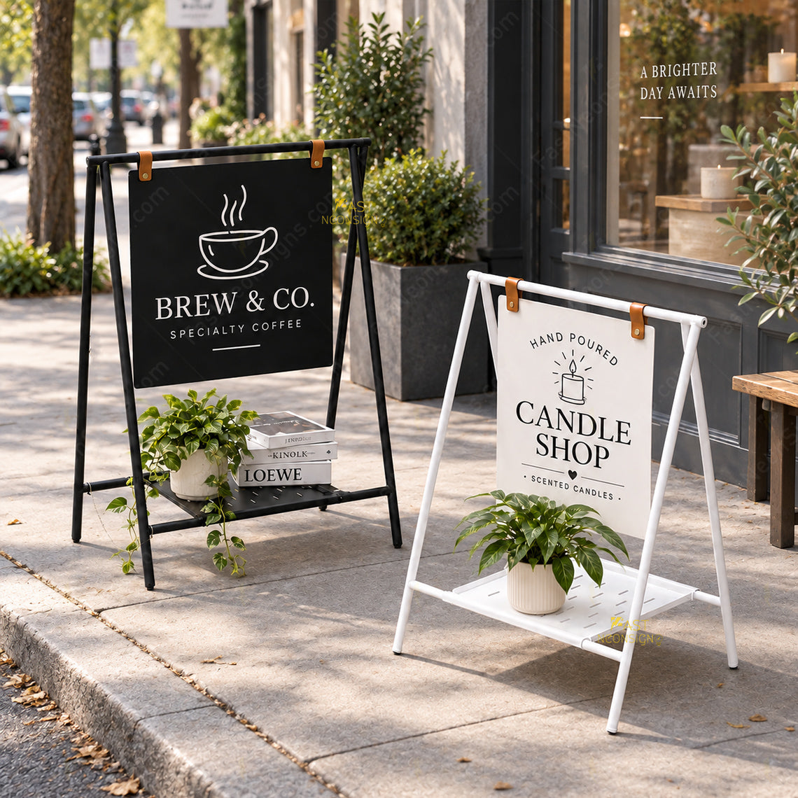 Custom Folding A-Frame Sidewalk Sign – Freestanding Storefront Sign for Cafes & Restaurants