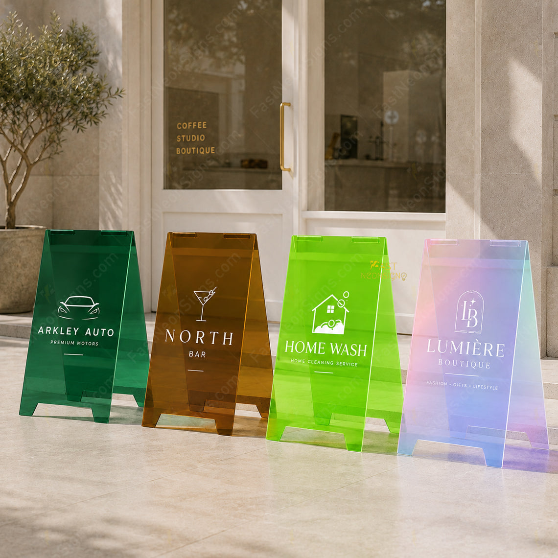 Custom Acrylic A-Frame Sidewalk Sign – Foldable Storefront Display Sign with Logo for Shops & Businesses