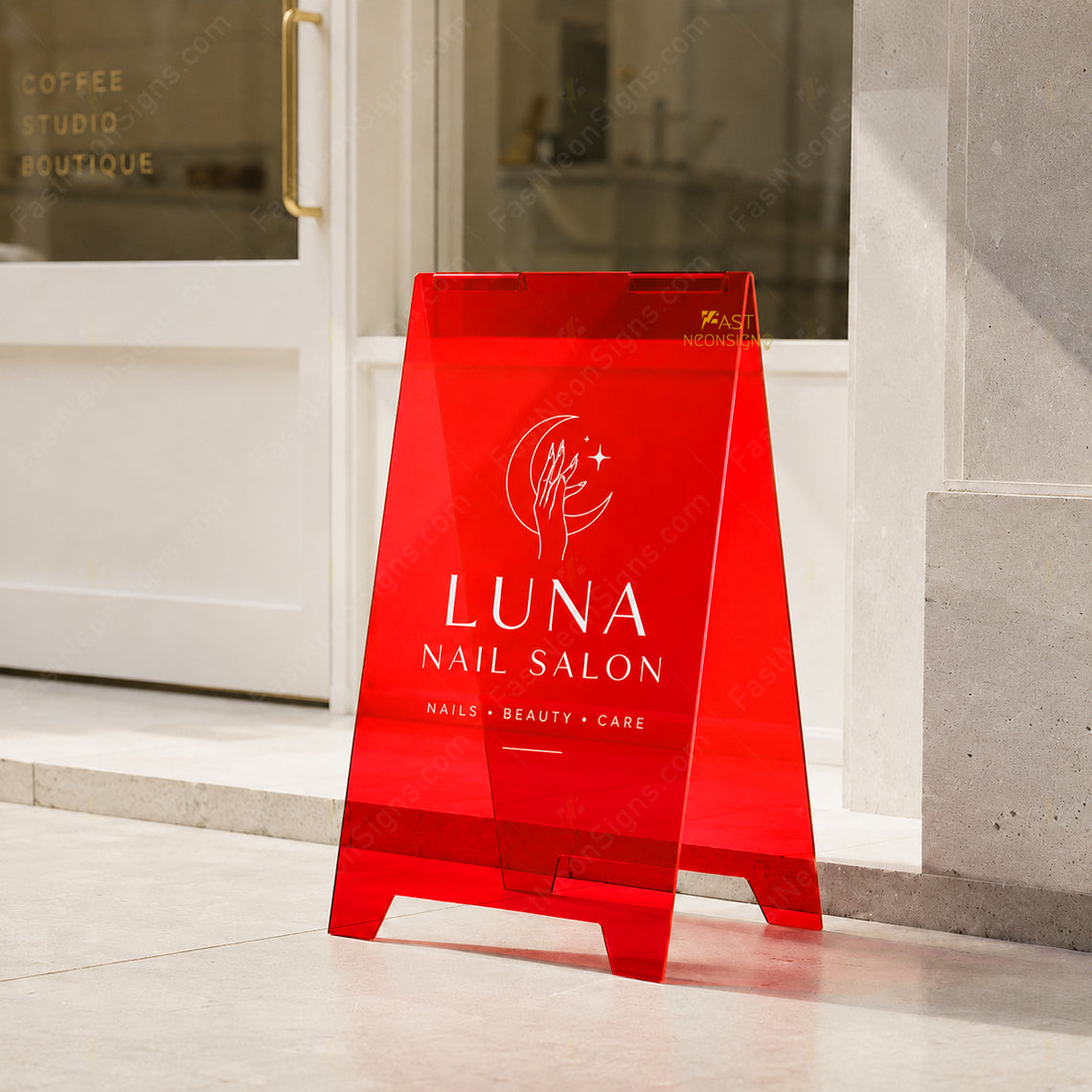 Custom Acrylic A-Frame Business Sign – Colorful Foldable Sidewalk Display with Logo