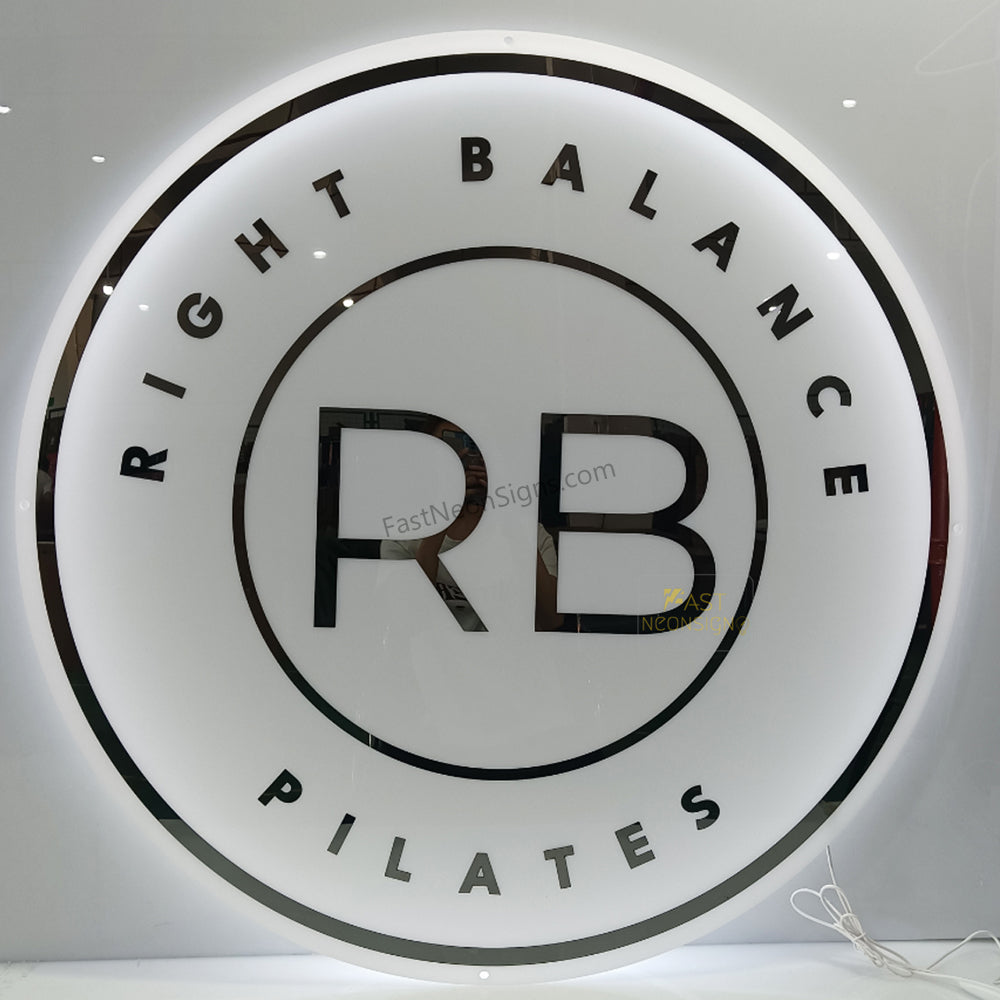 Custom Acrylic Backlit Signs - White Board Acrylic Sign Mirror Gold Logo For Business