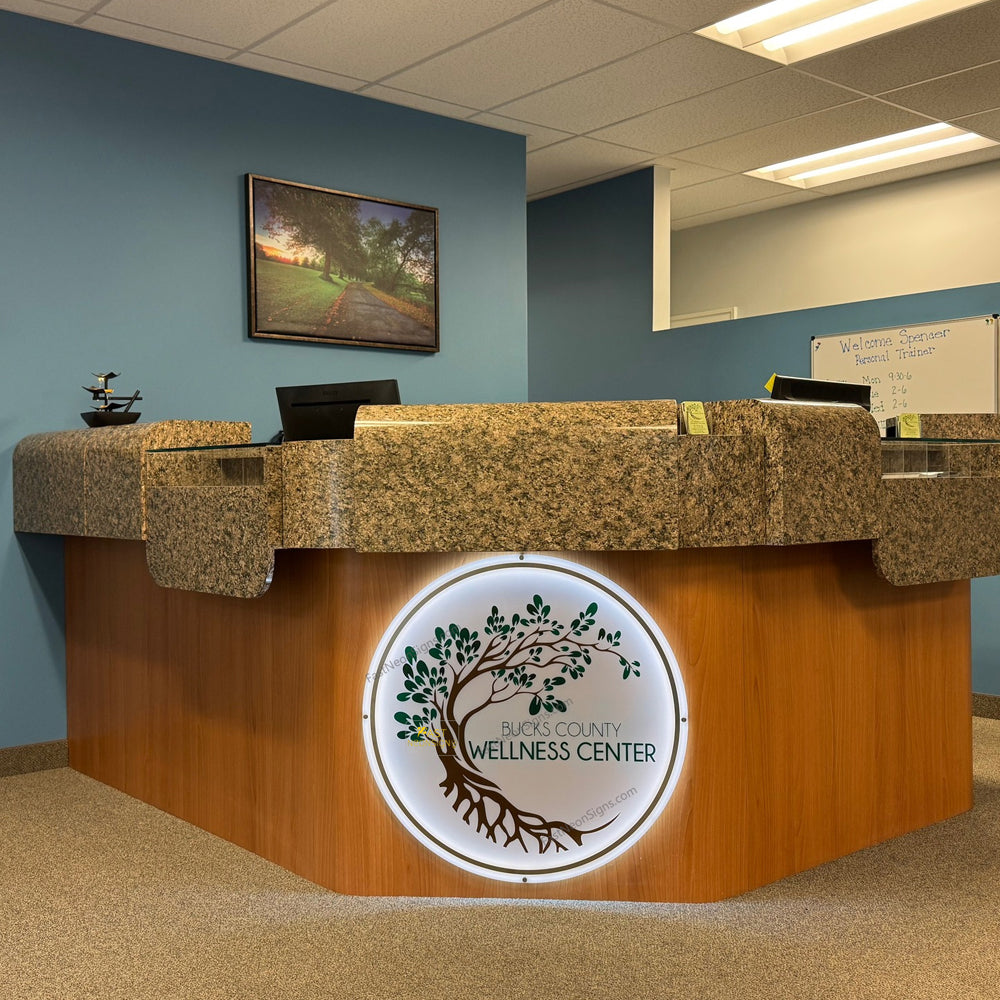 Custom Acrylic Backlit Signs - Square Acrylic Sign with Gold Mirror Logo For Store Front, Beauty Shop, Office