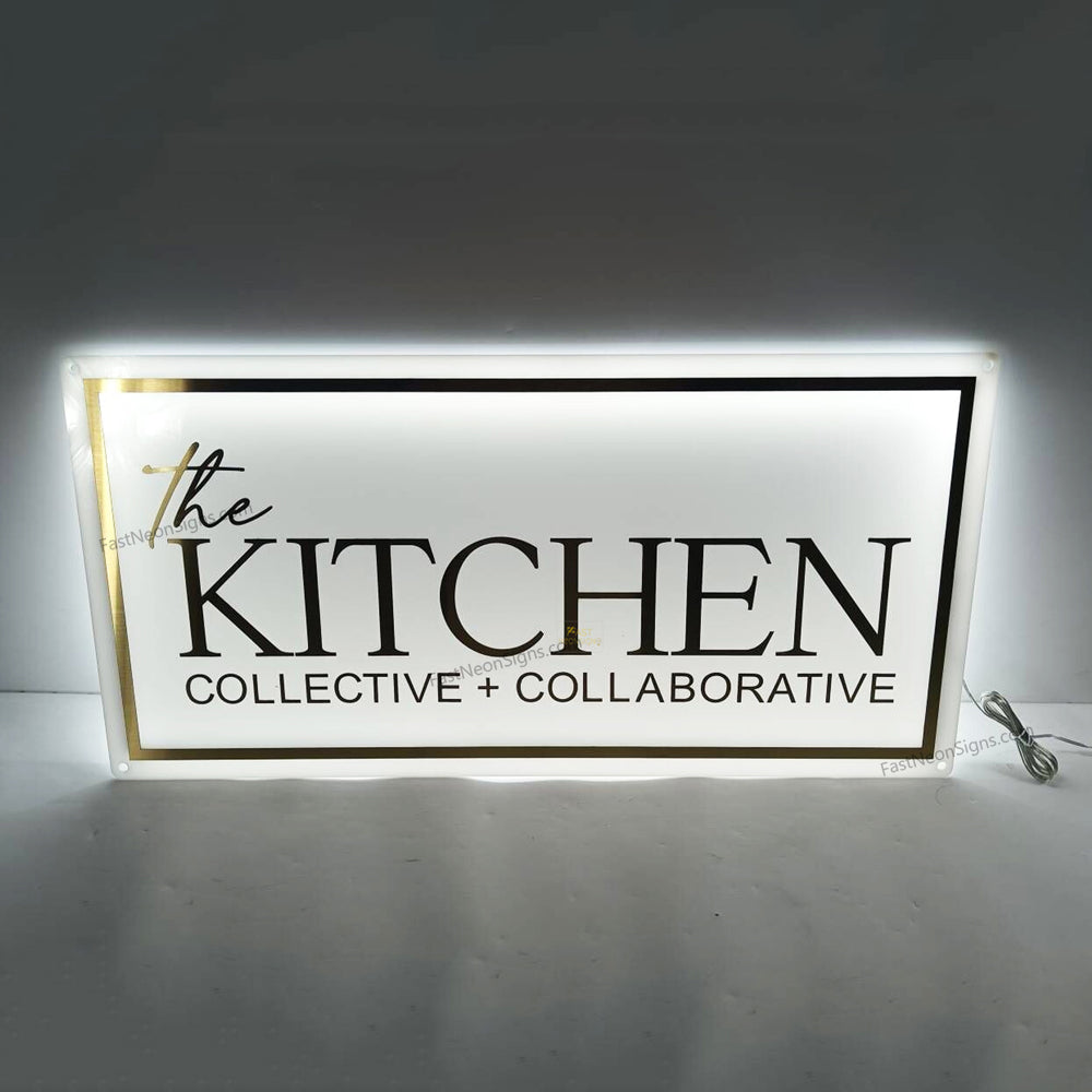 Custom Acrylic Backlit Signs - Square Acrylic Sign with Gold Mirror Logo For Store Front, Beauty Shop, Office