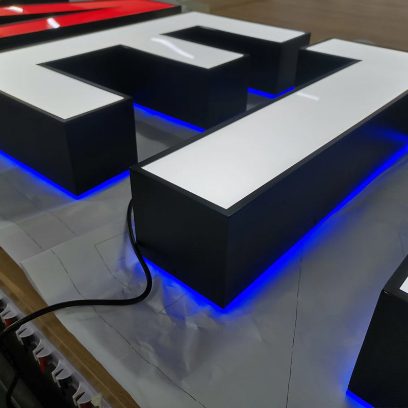 Custom 3D Metal Frontlit Sign, Halo Lit Channel Letters Logo Sign for Business & Storefront