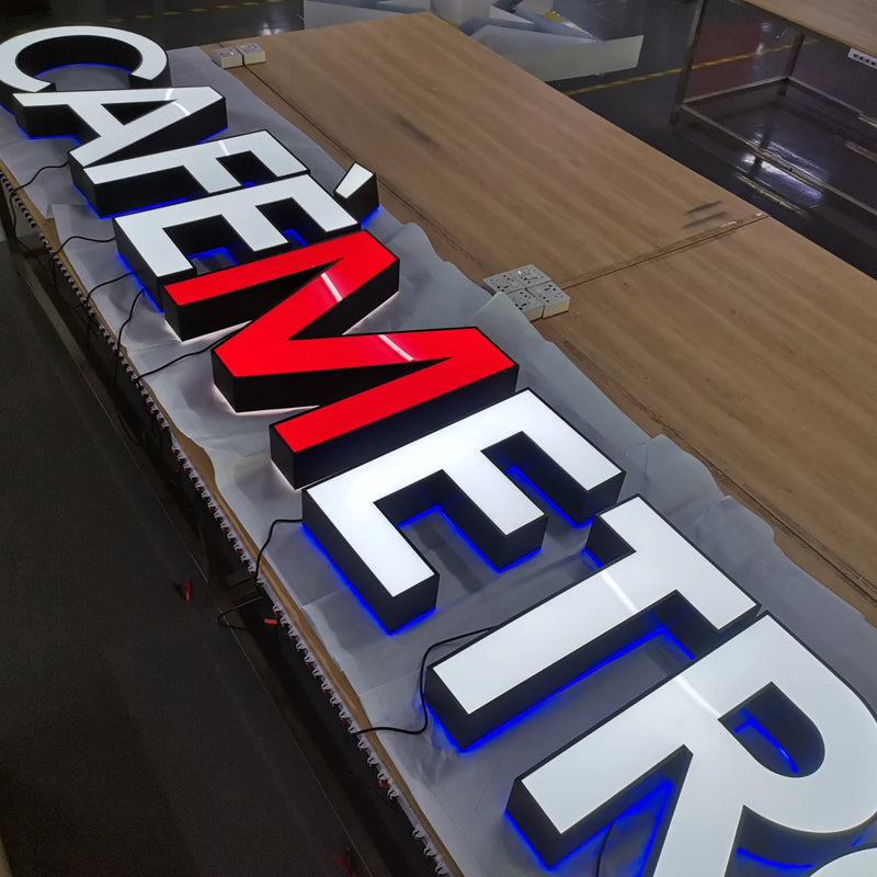 Custom 3D Metal Frontlit Sign, Halo Lit Channel Letters Logo Sign for Business & Storefront