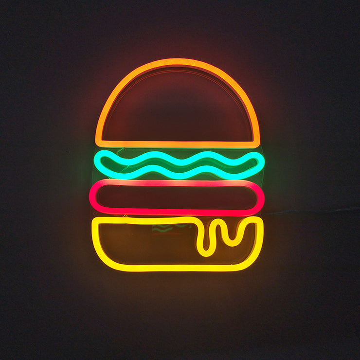 Burger Neon Sign - LED Neon Sign For Gifts, Room Decor, Restaurant, Burger Shop