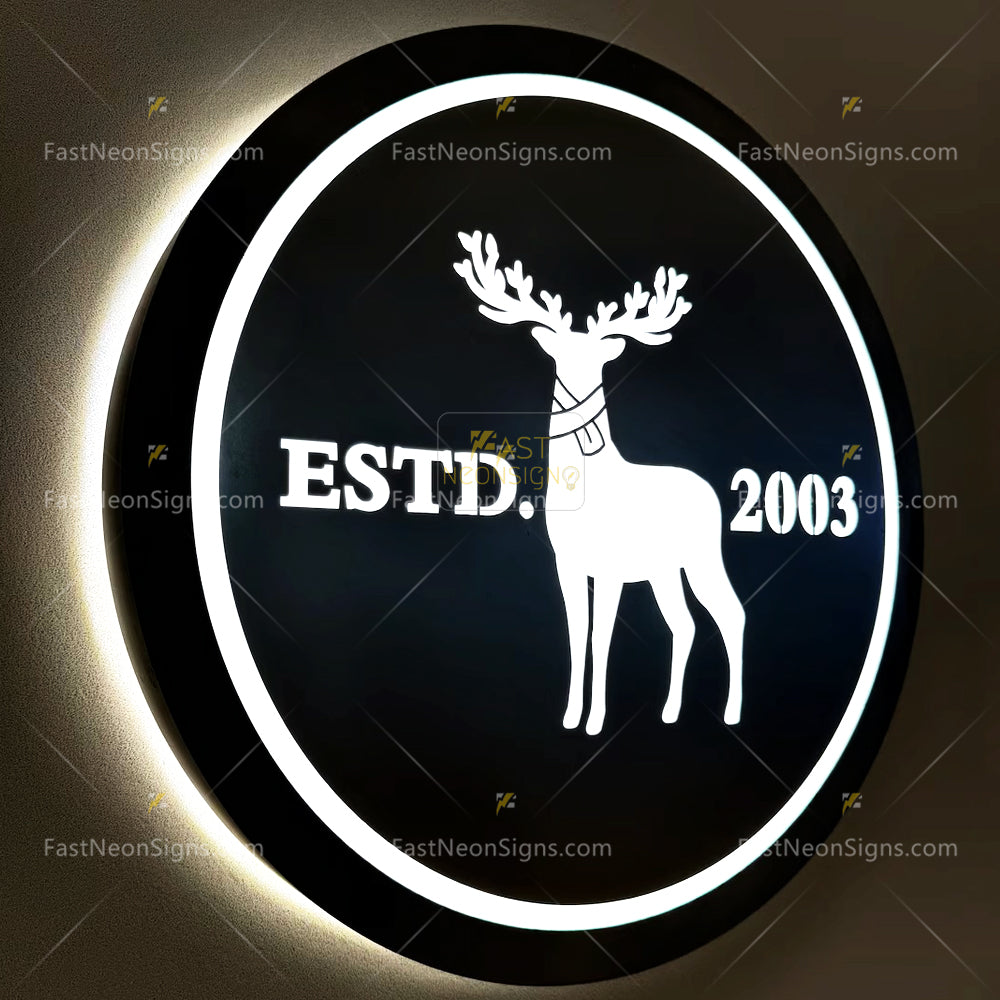 Gold Metal Light Box - Custom Luxury Metal Sign with Internal LED Lighting For Business