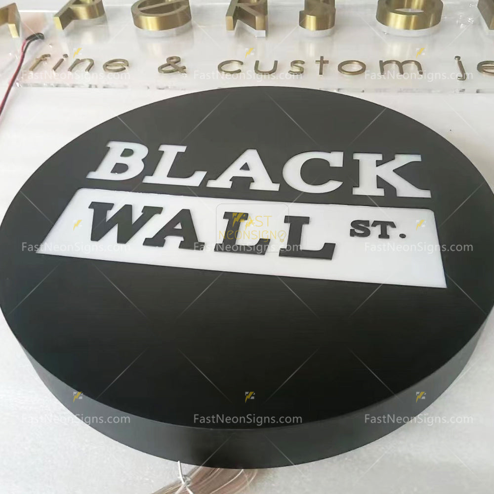 Gold Metal Light Box - Custom Luxury Metal Sign with Internal LED Lighting For Business