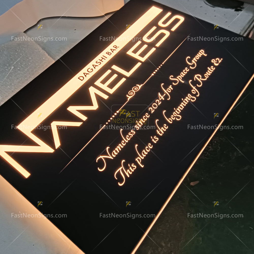 Gold Metal Light Box - Custom Luxury Metal Sign with Internal LED Lighting For Business