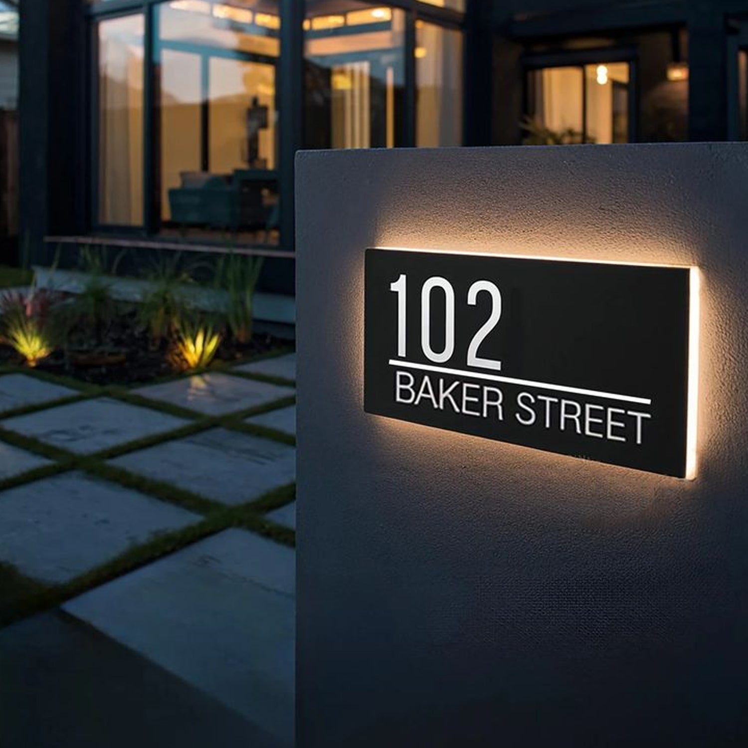 Custom House Number Light Box - Metal Address Backlit Sign - Door Signage