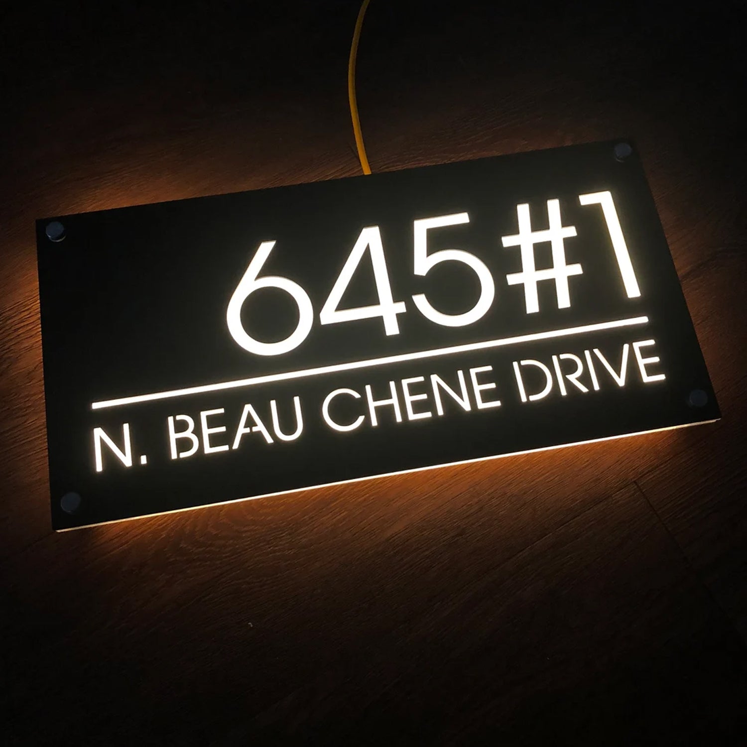 Custom House Number Light Box – Metal Cut Out Address Sign with LED Backlight & Acrylic Panel