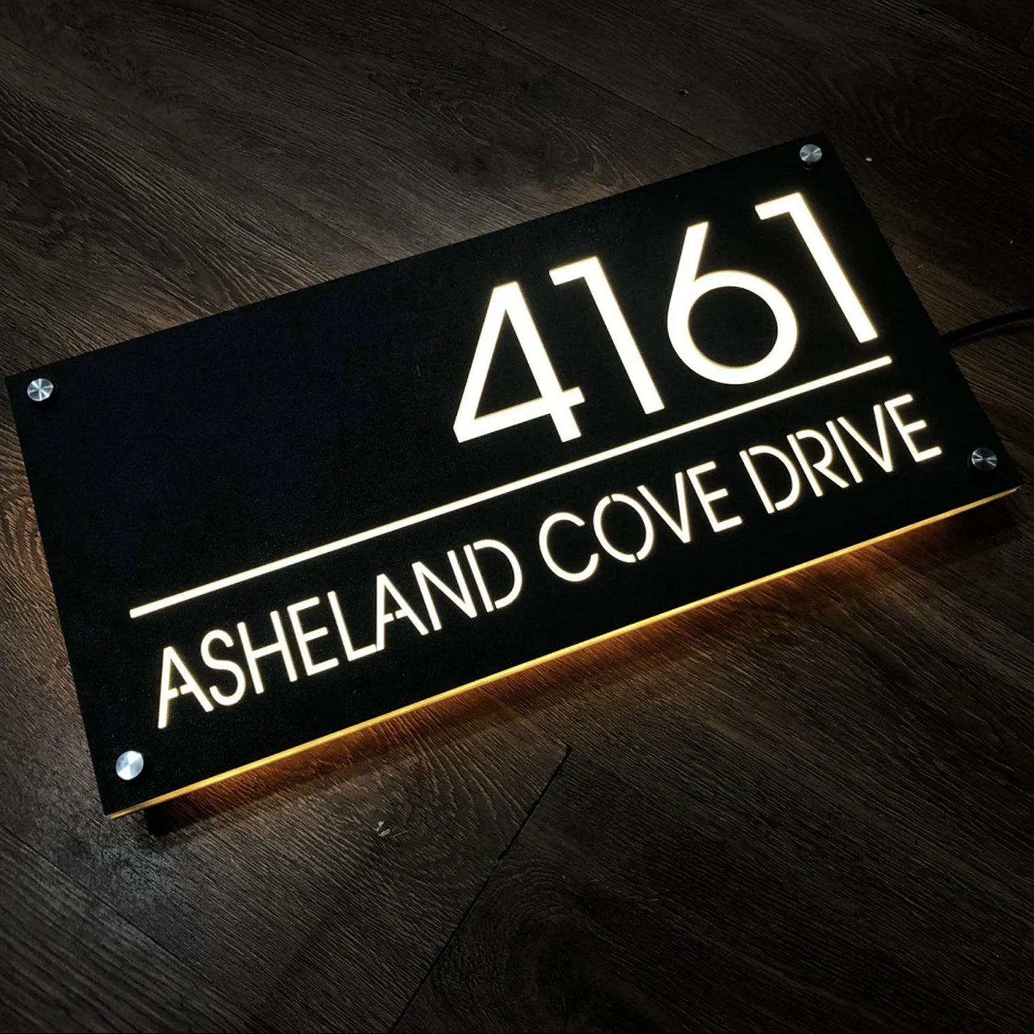 Custom House Number Light Box – Metal Cut Out Address Sign with LED Backlight & Acrylic Panel