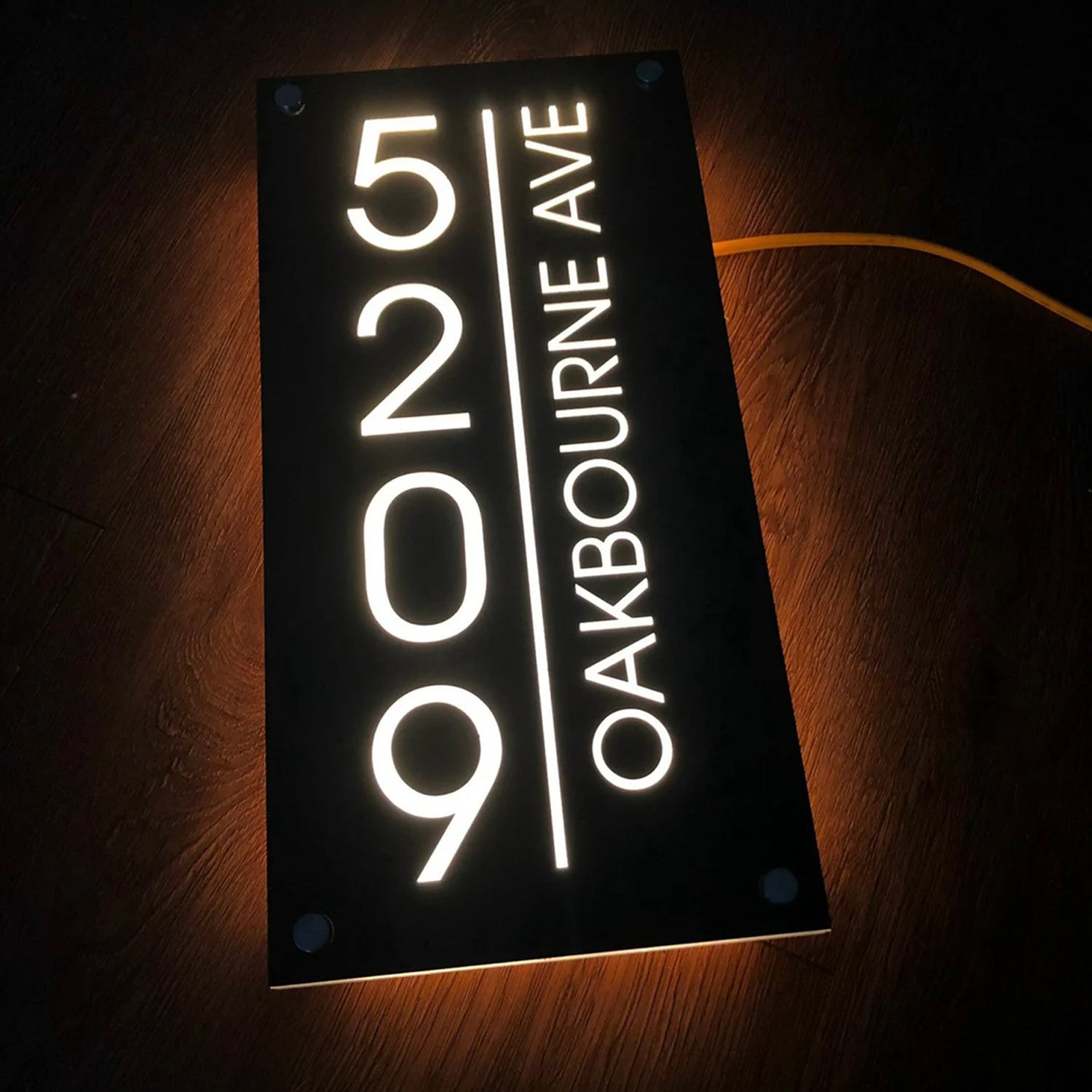 Custom House Number Light Box – Metal Cut Out Address Sign with LED Backlight & Acrylic Panel