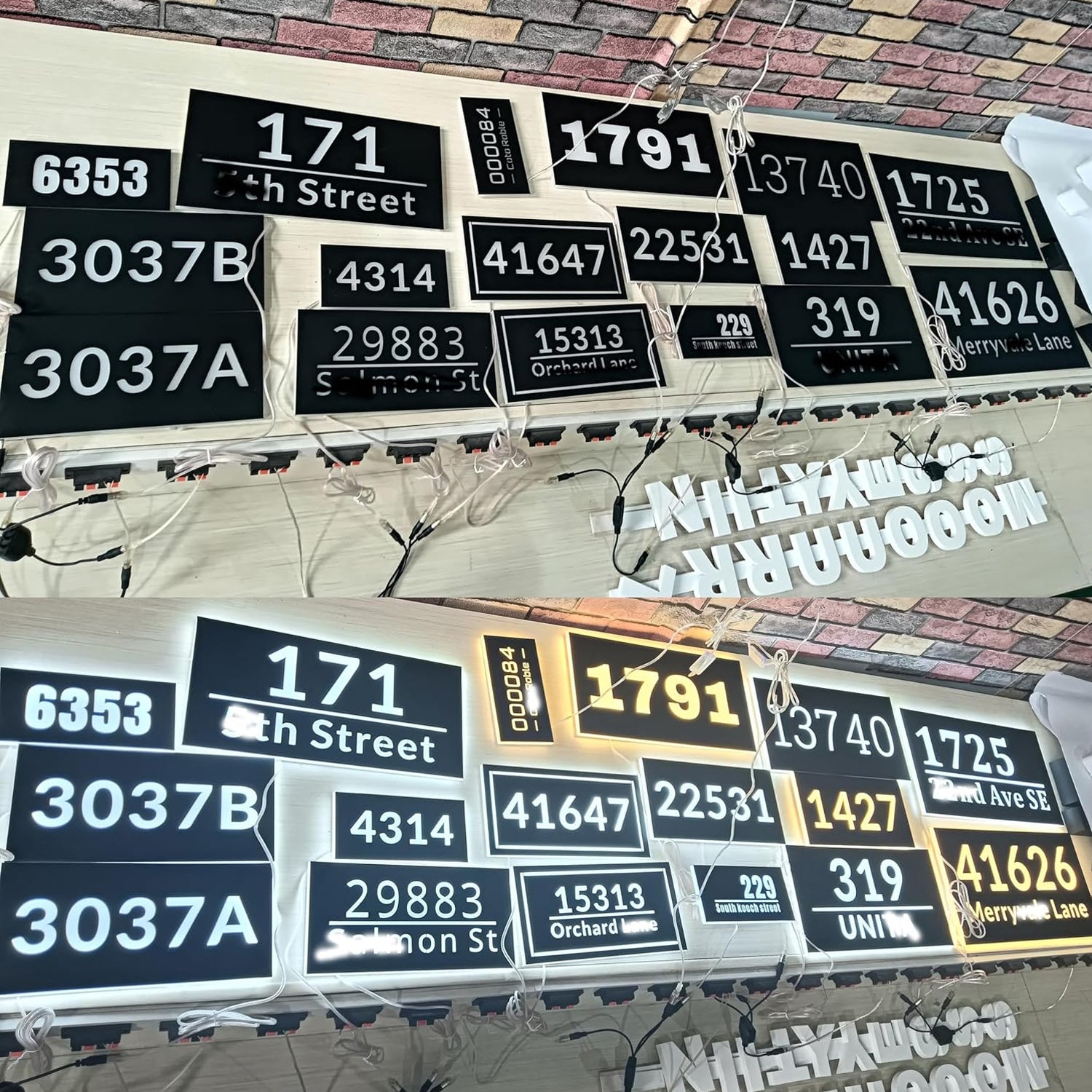 Custom House Number Light Box – Metal Cut Out Address Sign with LED Backlight & Acrylic Panel