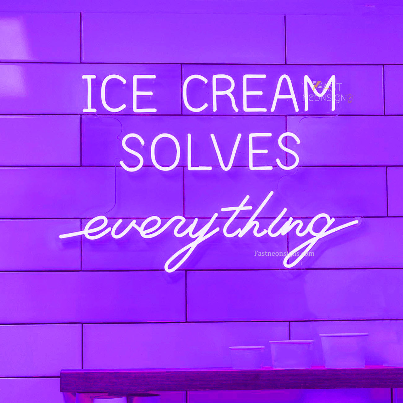 Ice Cream Solves Everything Neon Sign