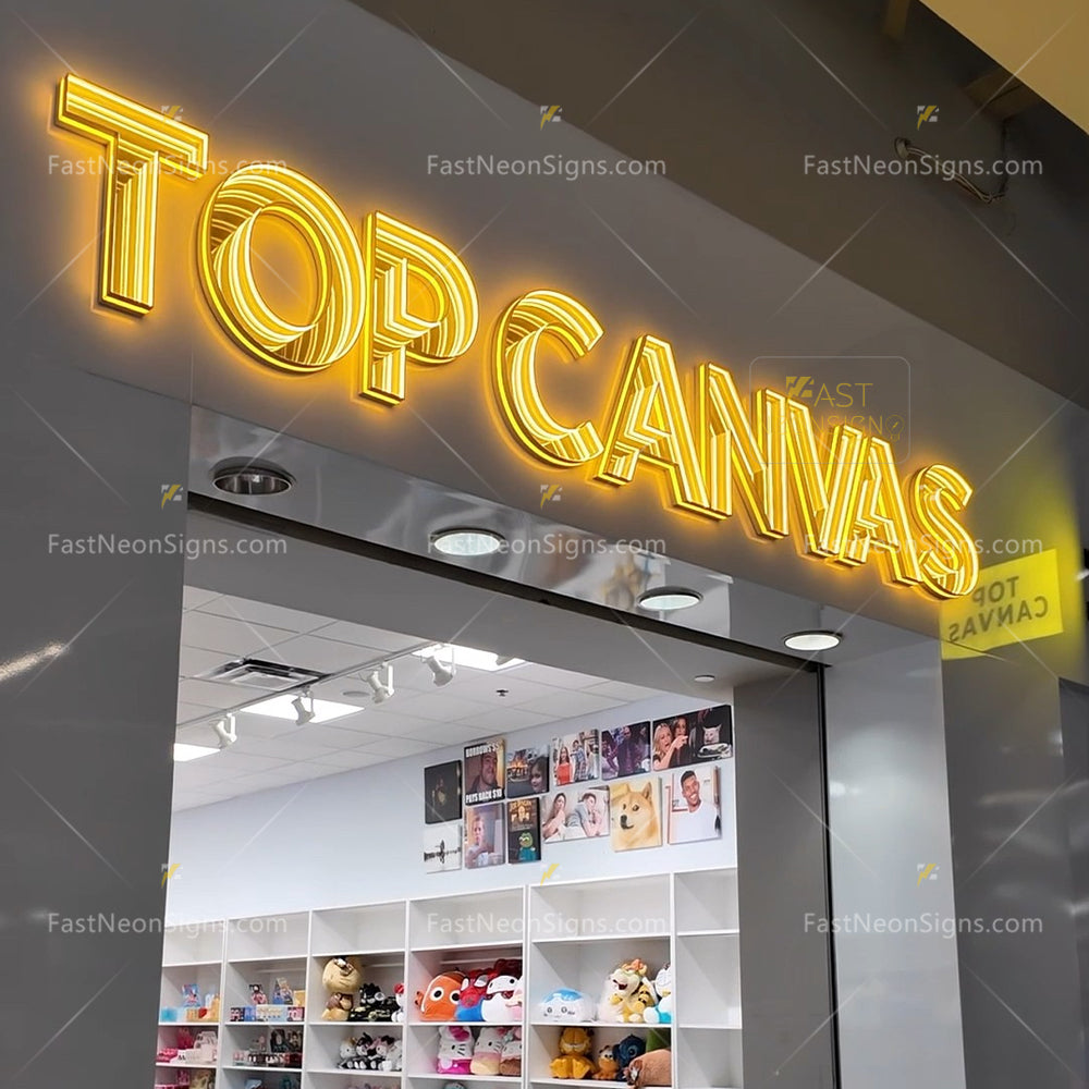 Infinity Mirror LED Letters Light Sign For Storefront, Magic Neon Art Brand Signage