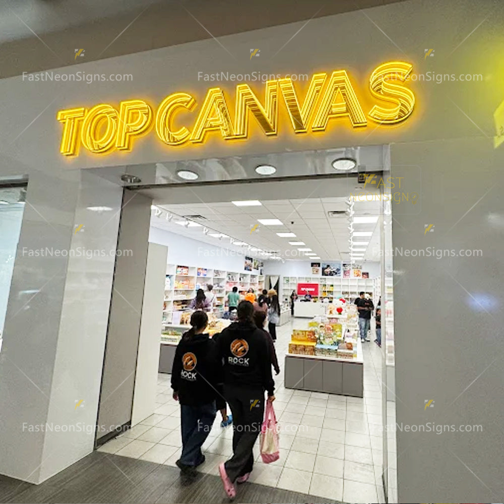 Infinity Mirror LED Letters Light Sign For Storefront, Magic Neon Art Brand Signage